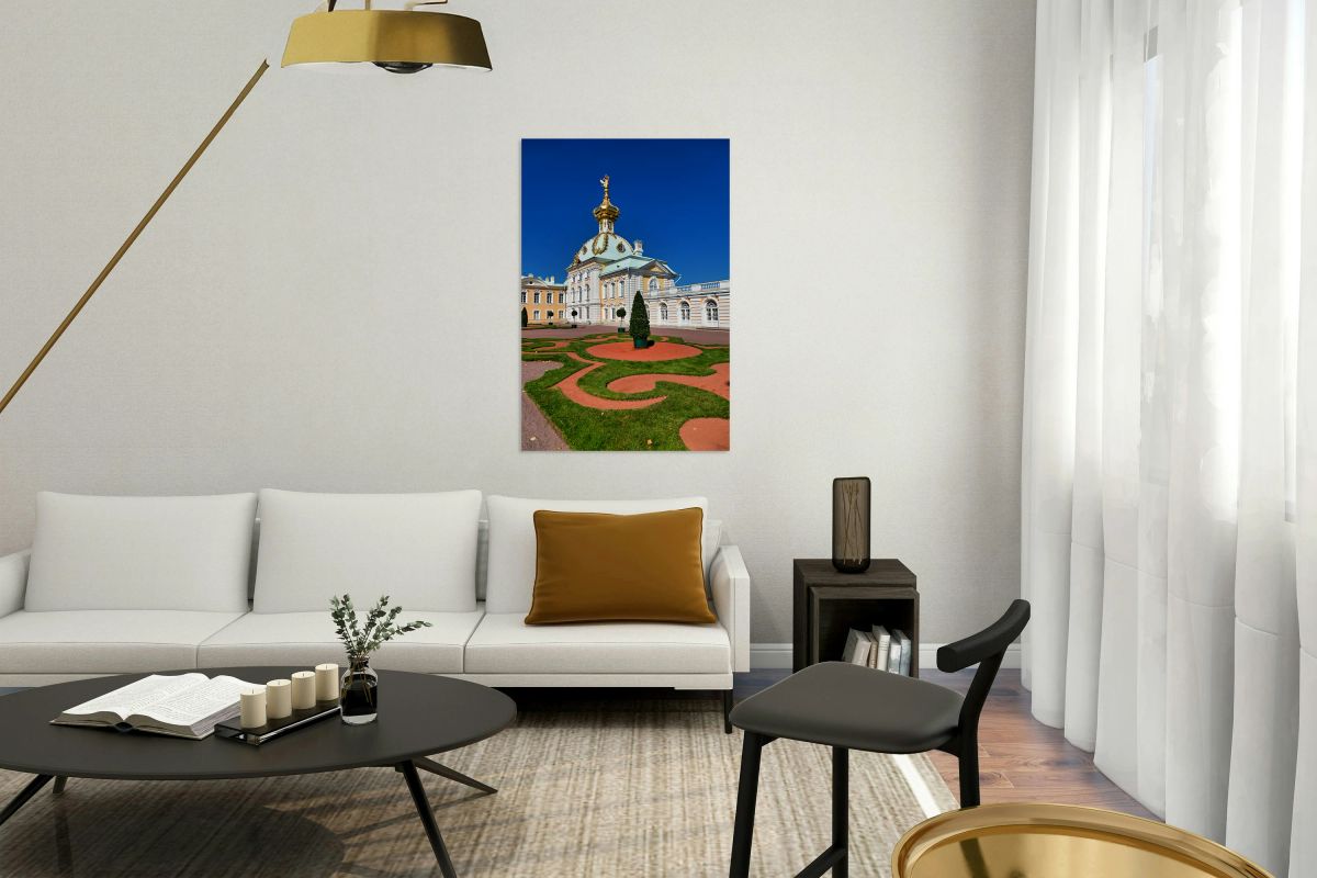 St Petersburg architecture near Peterhof Palace under clear sky