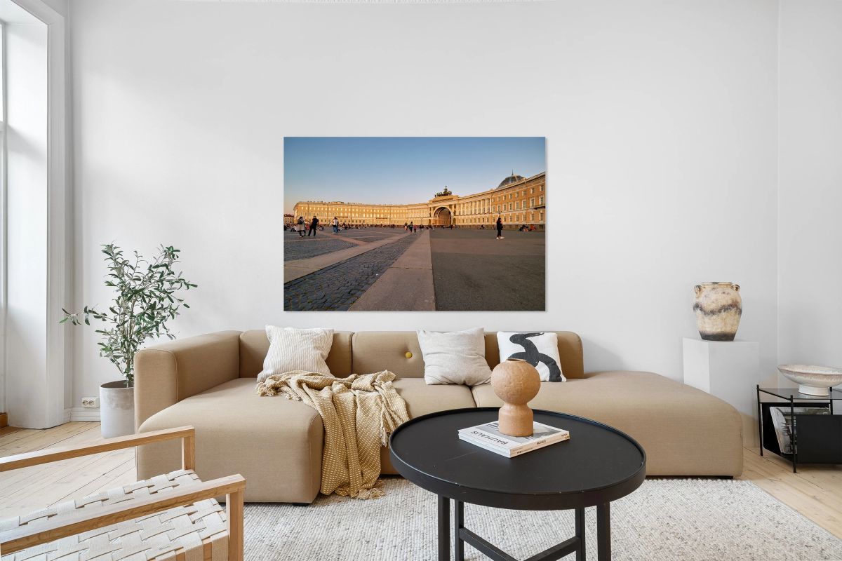 Visitors walk at the General Staff Building in Saint Petersburg
