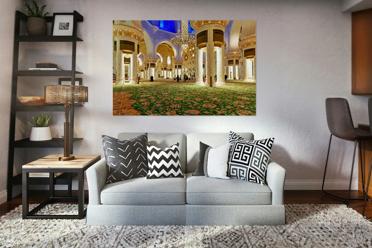 Visitors explore Sheikh Zayed Grand Mosque during evening hours