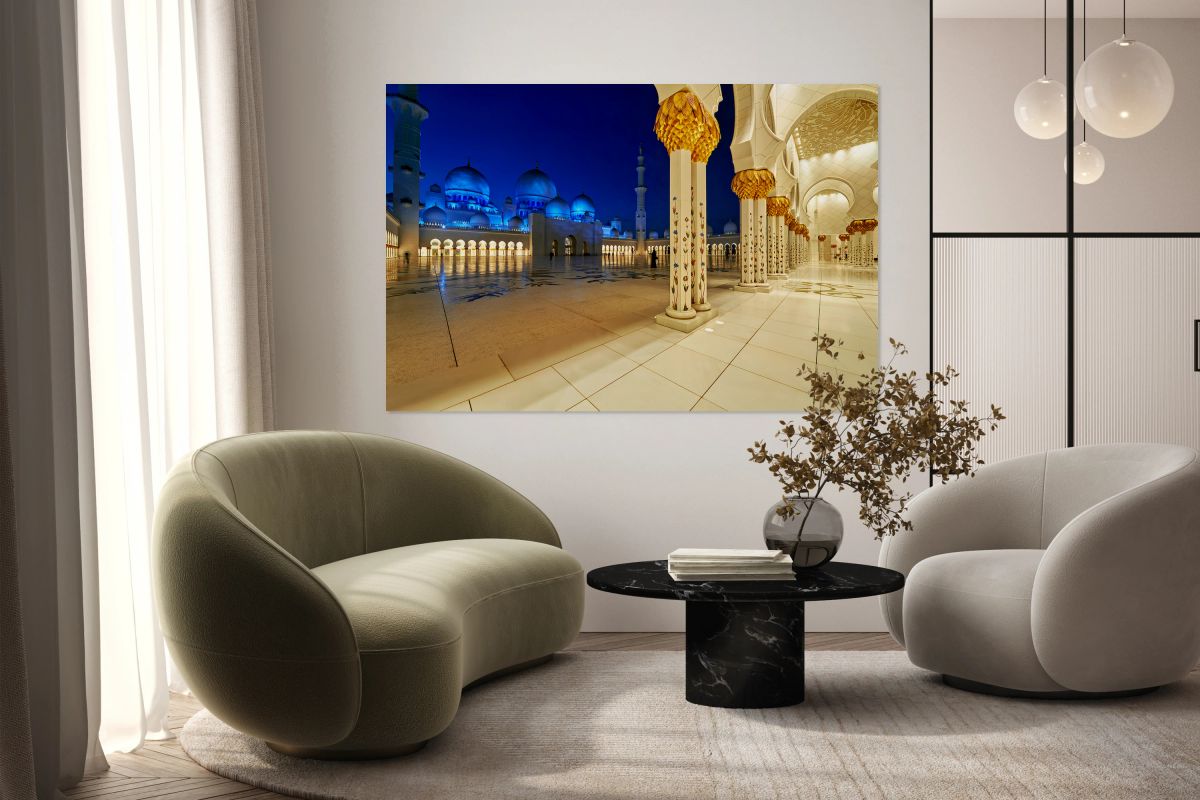 Explore Sheikh Zayed Grand Mosque at night in Abu Dhabi