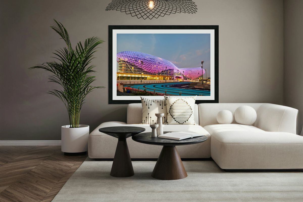 W Abu Dhabi hotel shines at Yas Island during sunset