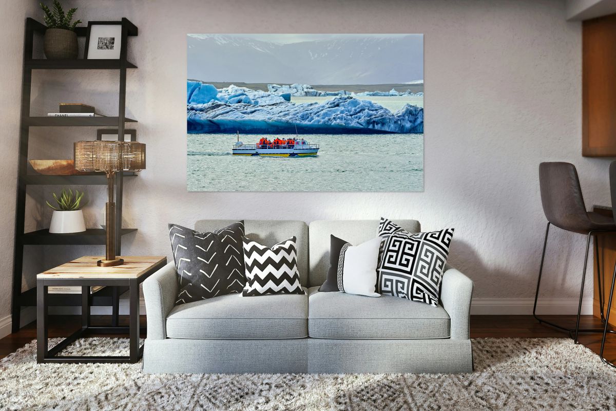 Boat trip across Jokulsarlon glacier lagoon in Iceland
