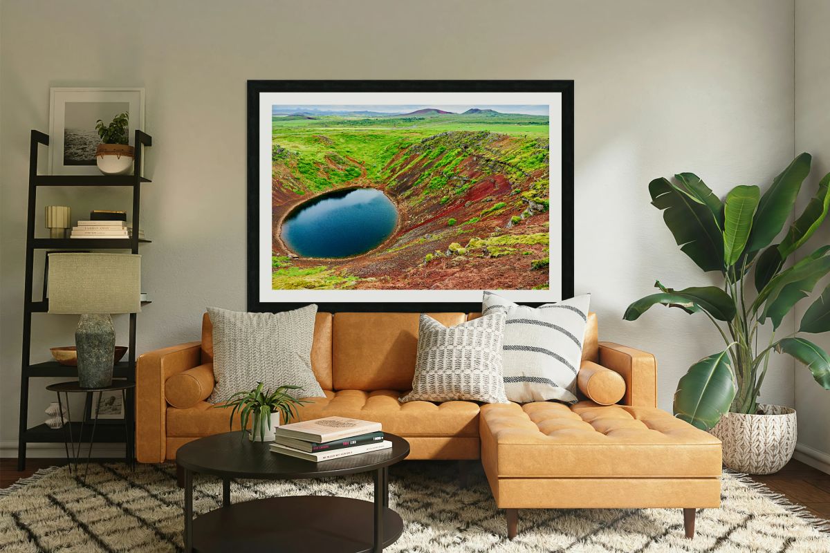 Kerid crater located in Iceland shows a round lake