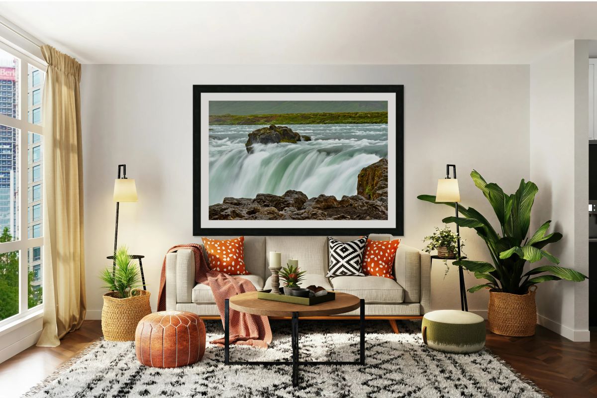 Explore Godafoss waterfall in Iceland during a cloudy day