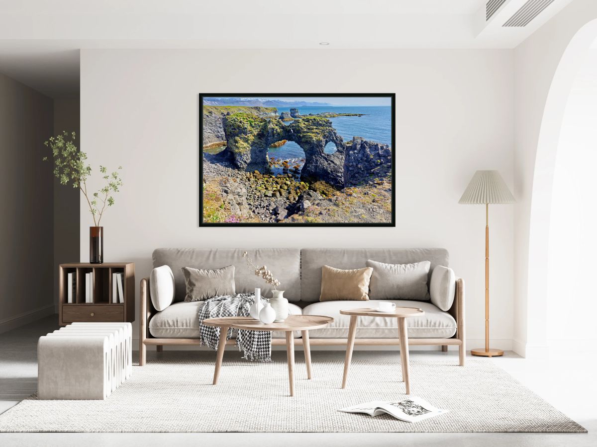 Exploring arnarstapi cliff in Iceland by the ocean