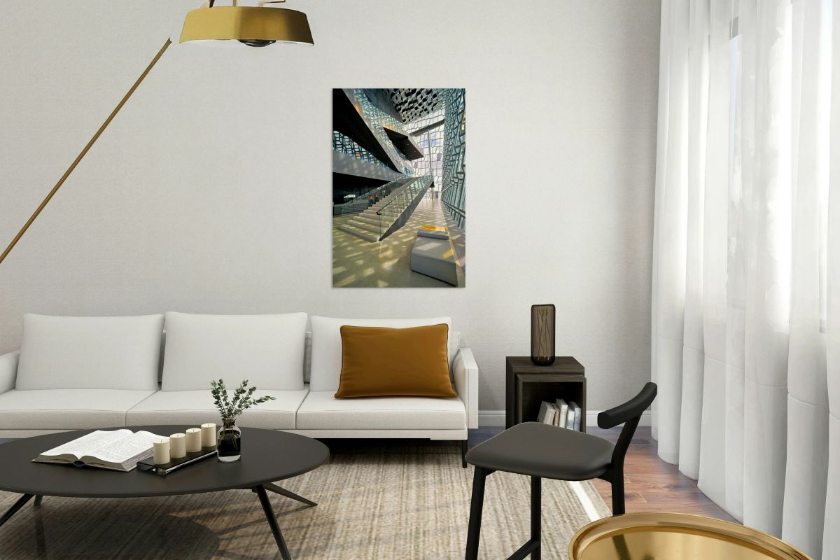 Unique design inside Harpa Opera House in Reykjavik