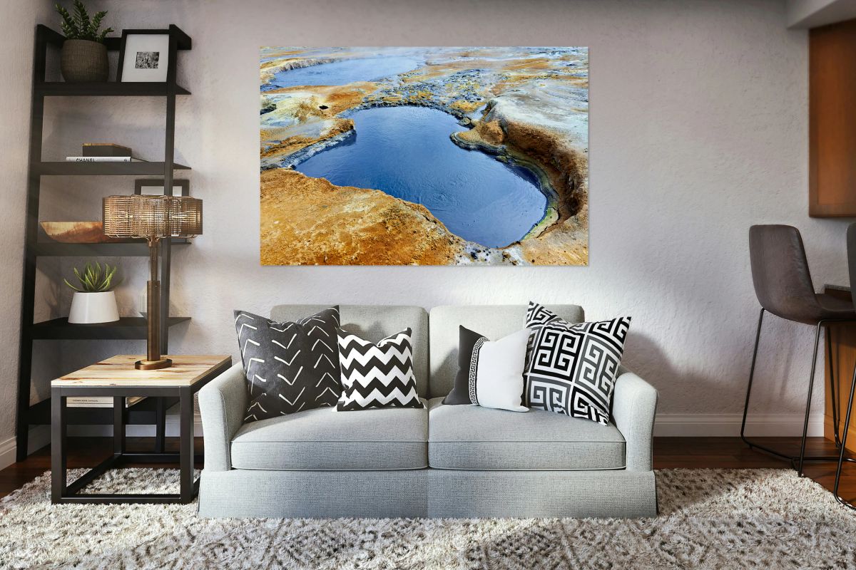 Exploring Hverir hot springs in Iceland during daytime