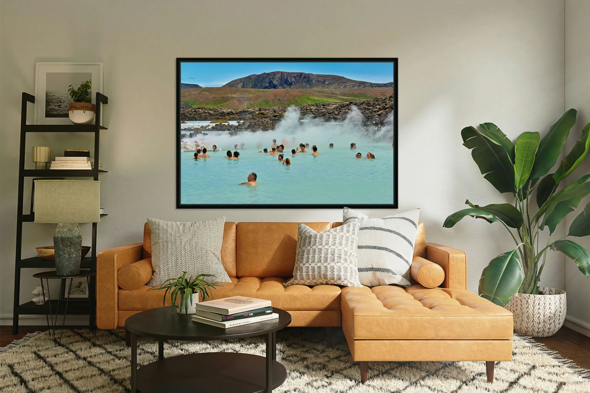 Visitors enjoy the blue lagoon spa in Grindavik Iceland