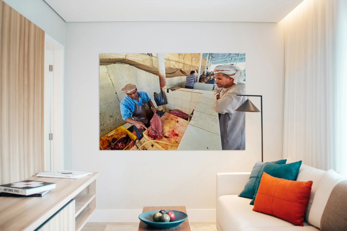 Muscat Oman fish market shows daily activities of fish vendors