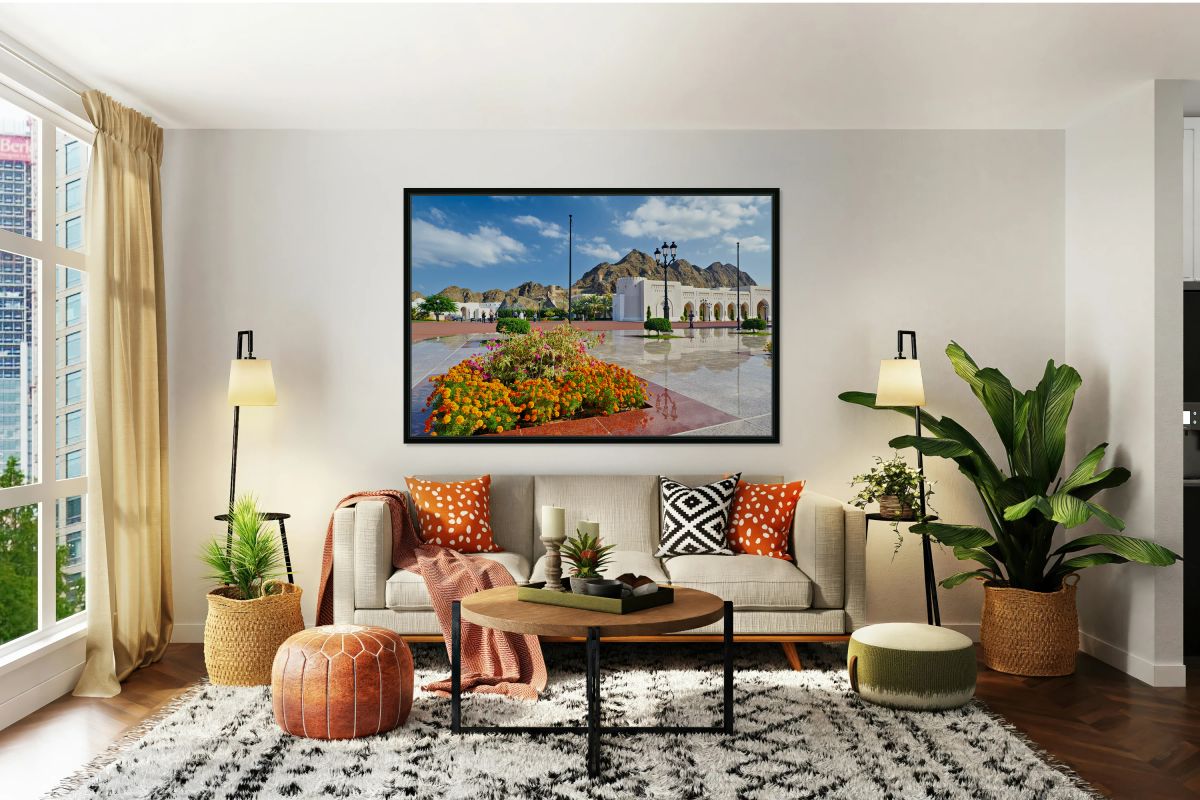 Visitors explore Al Alam Palace in Muscat Oman during the day