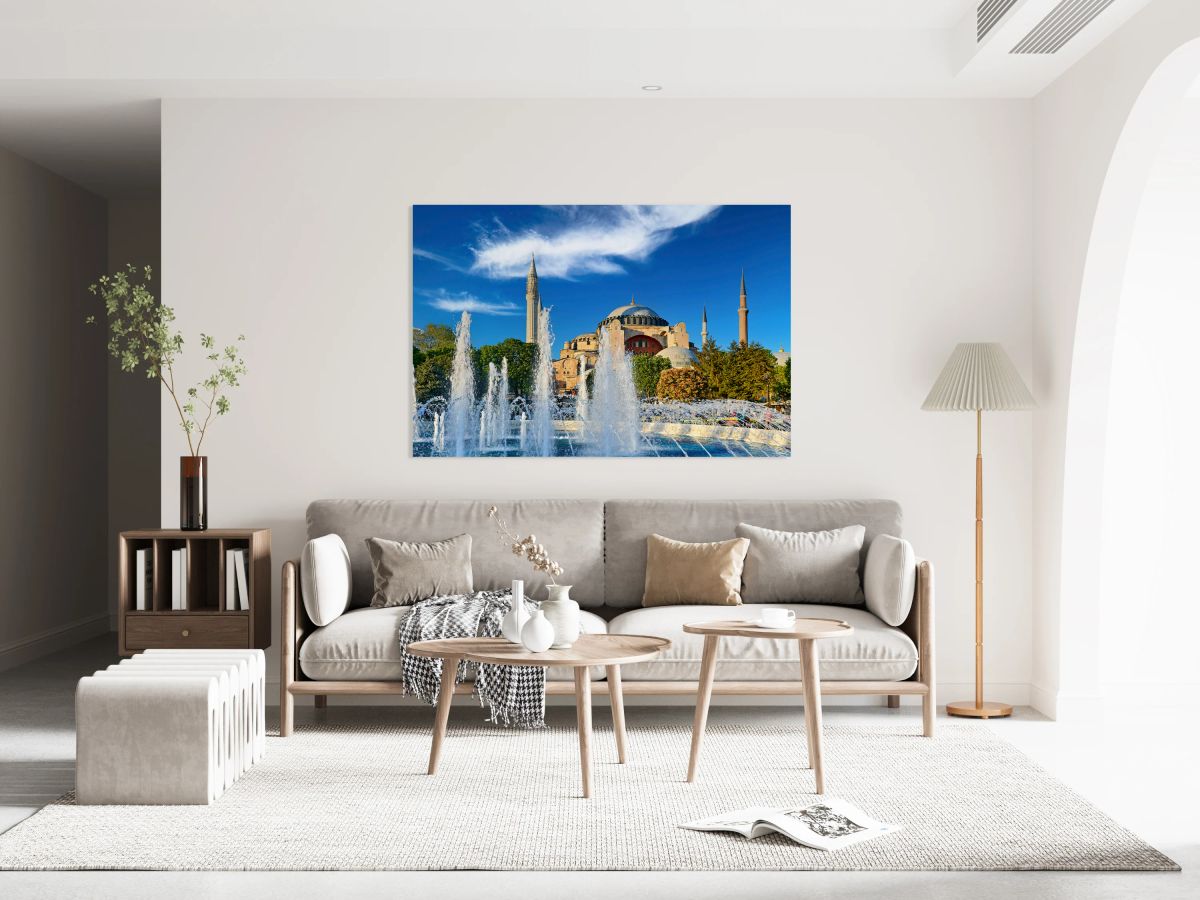 Hagia Sophia Grand Mosque and fountain in Istanbul Turkey