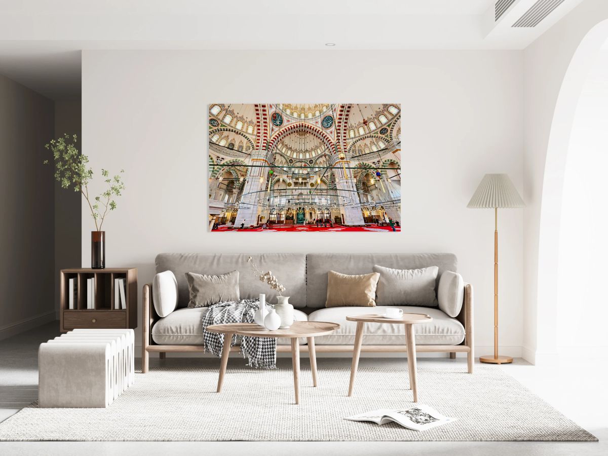 Fatih Mosque interior view in Istanbul Turkey