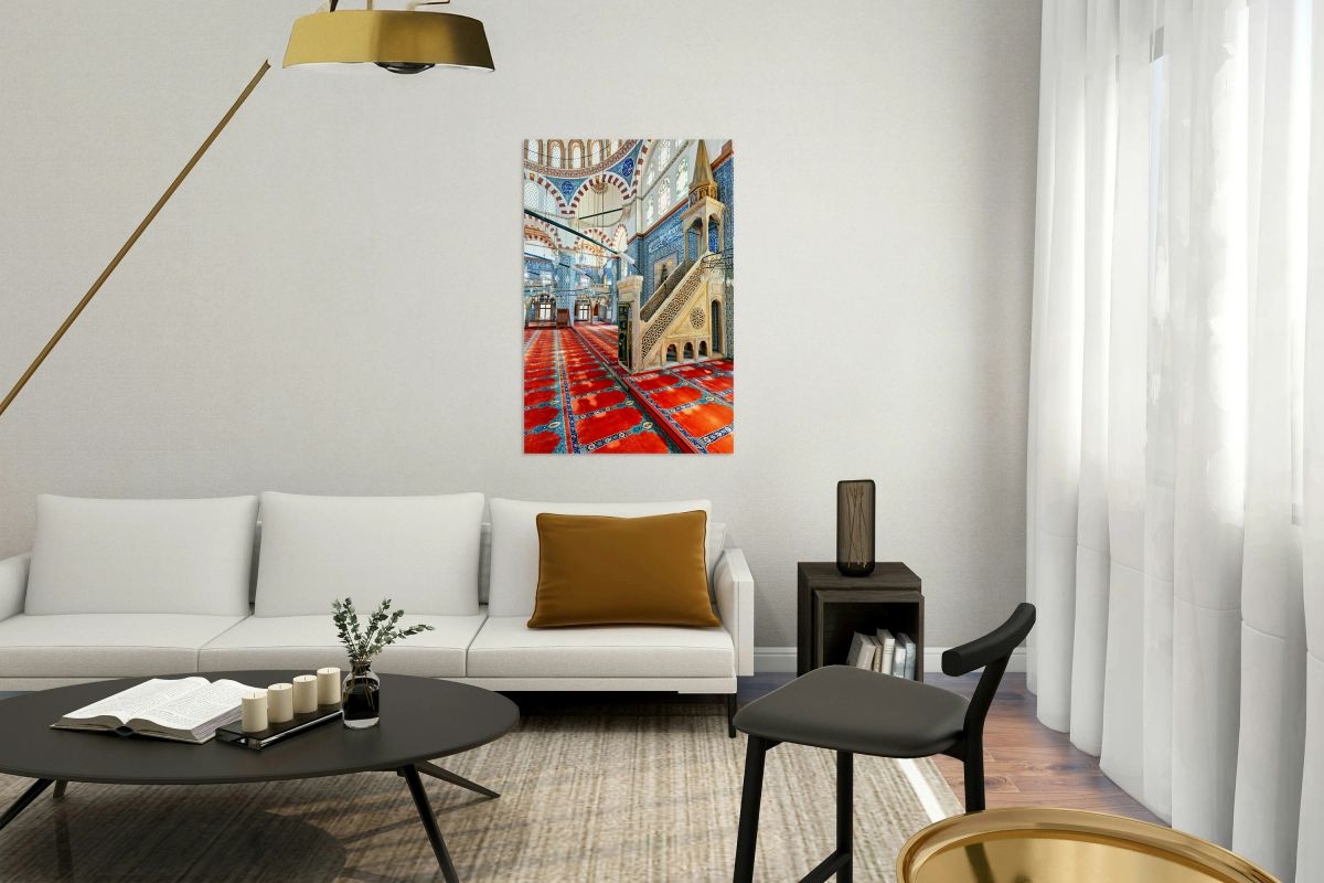 Rustem Pasha Mosque interior view in Istanbul Turkey