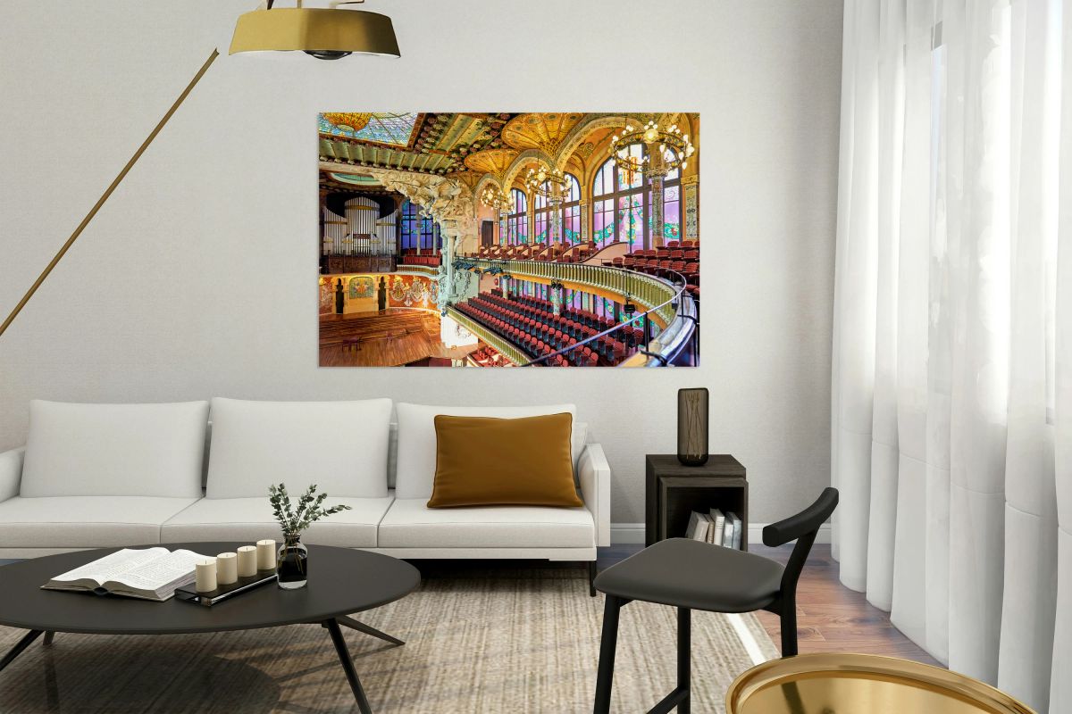 Concert hall view of Palau de la Musica Catalana in Barcelona