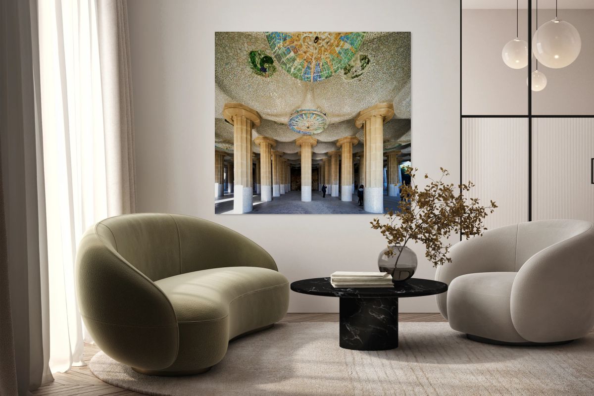 Columns and domes in Hypostyle Room at Park Guell