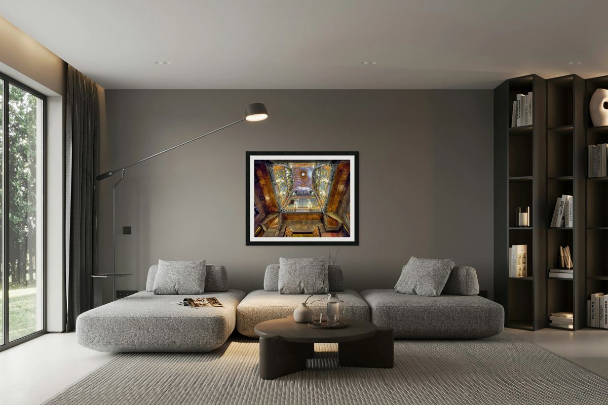 View of interior design in Palau Guell by Gaudi in Barcelona