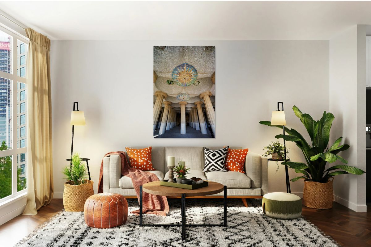 Exploring columns and domes in Hypostyle Room at Park Guell