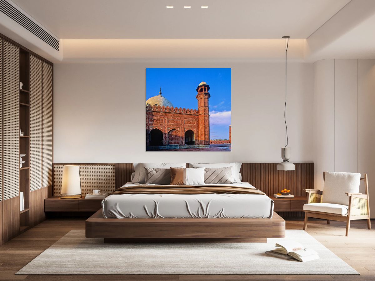 Badshahi mosque stands in Lahore under clear blue sky