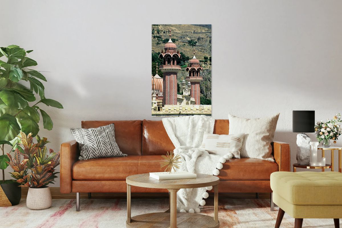 Mosque towers stand tall in Chitral Pakistan on a clear day