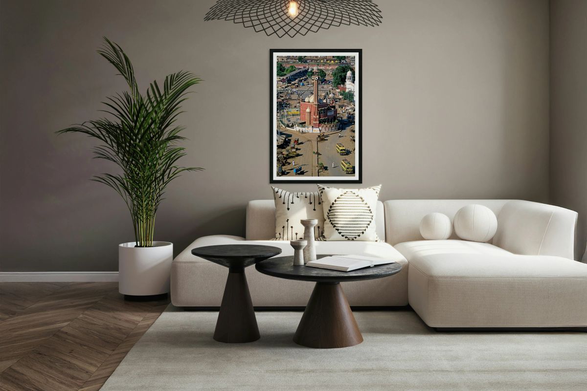 Aerial view of Lahore showing traffic and buildings