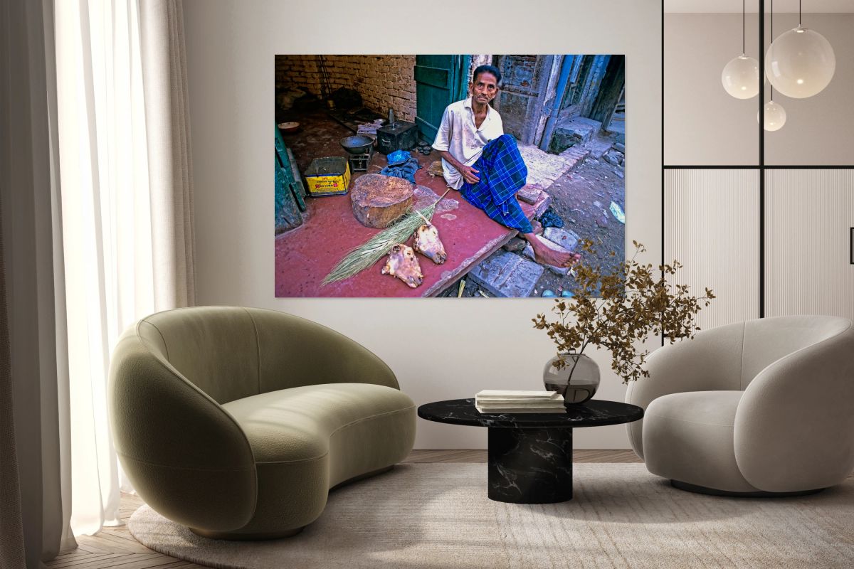Street butcher working in Lahore during daytime hours
