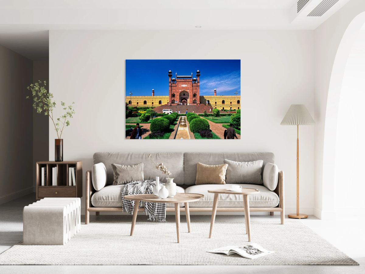 Visit to mosque in Lahore during bright day