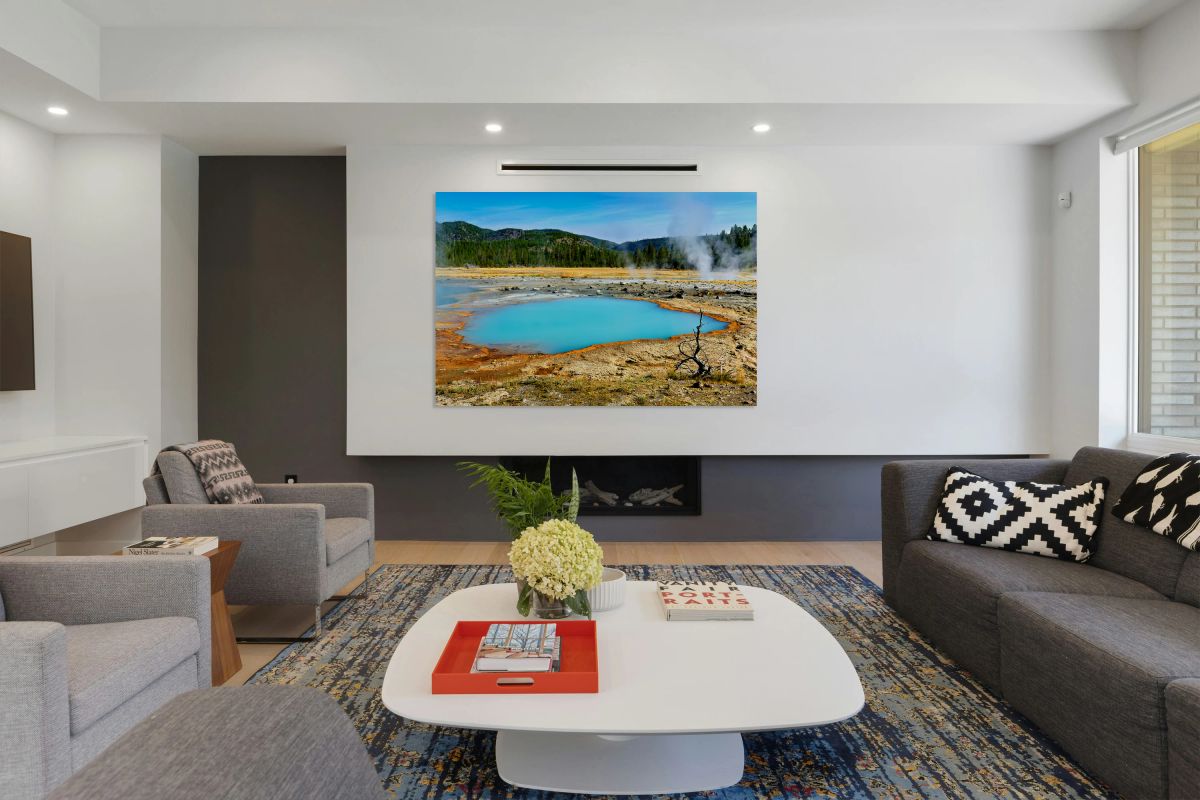 Exploring black opal pool in yellowstone national park