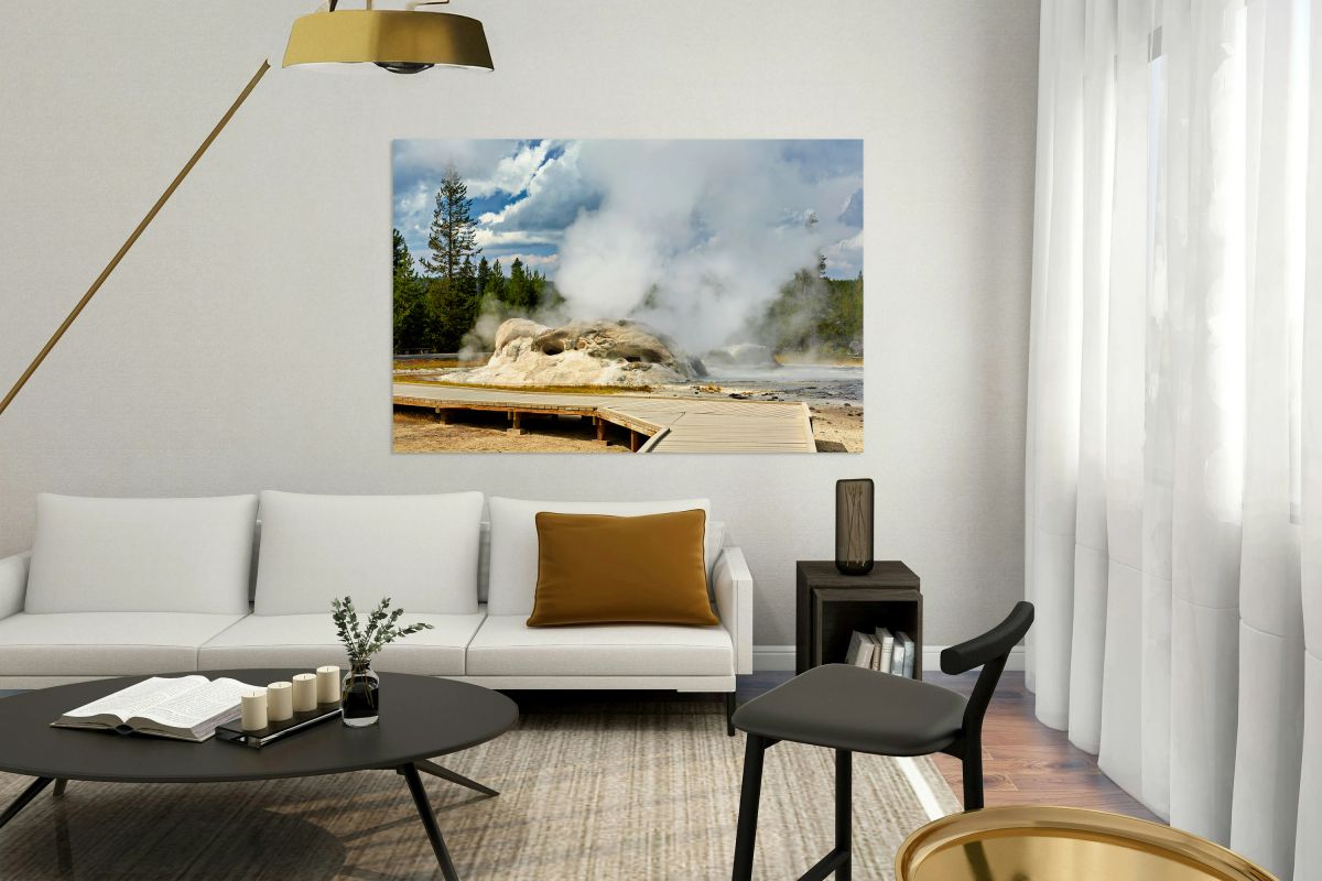 Grotto Geyser erupting in Yellowstone National Park USA