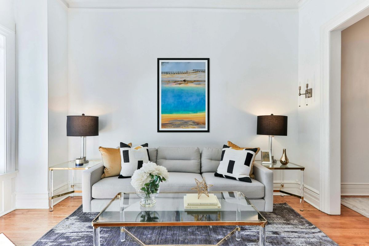 Bison at grand prismatic spring yellowstone park