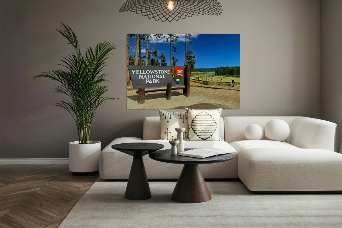 Entrance to yellowstone national park in wyoming usa