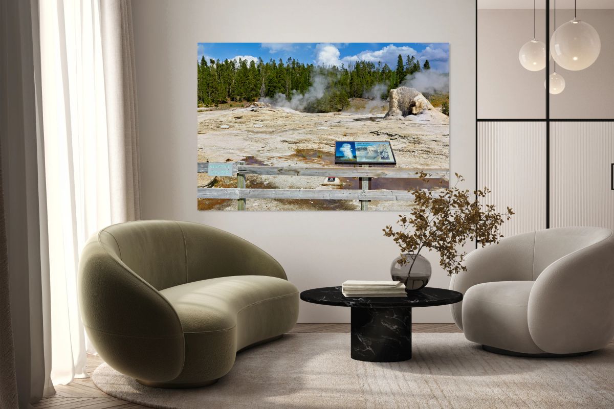 Giant Geyser erupts in Yellowstone National Park during daytime