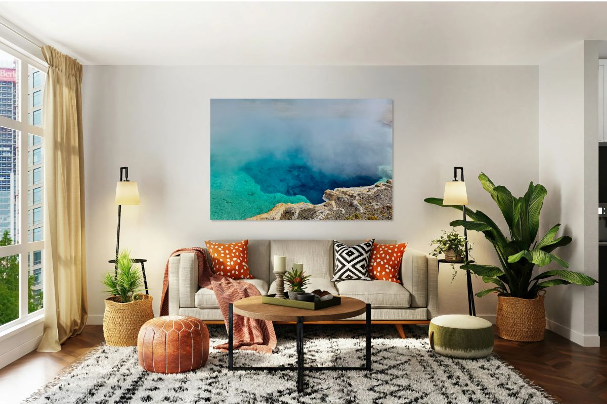 Sapphire Pool in Yellowstone National Park on a clear day