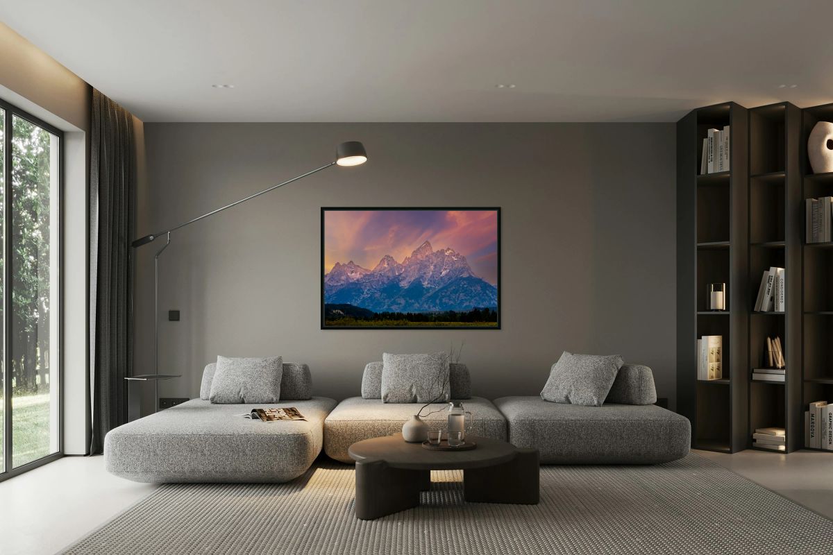 Peaks of Grand Teton National Park in evening light