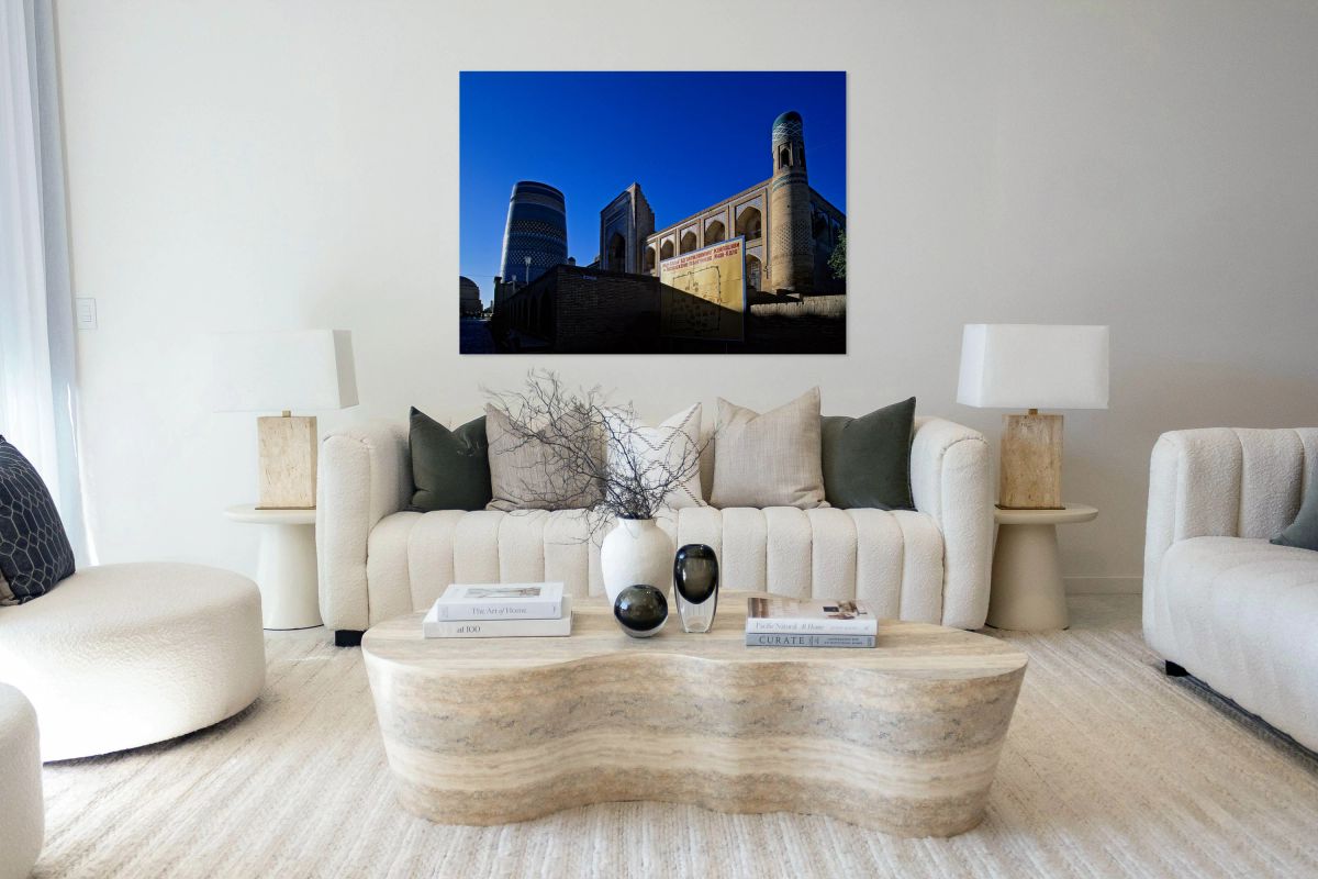 Khivas historic architecture against a blue sky