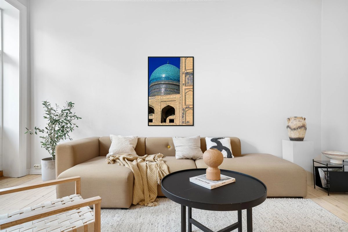 Bukhara features blue dome of historical mosque during daylight