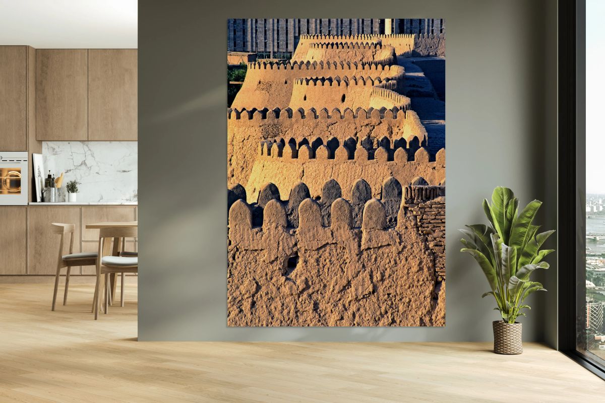 Old walls in Khiva show history and culture of Uzbekistan