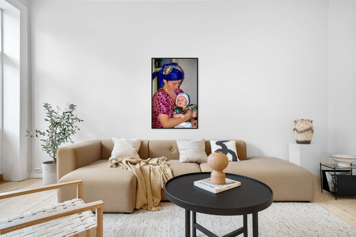 Mother and baby in Khiva Uzbekistan during daily life