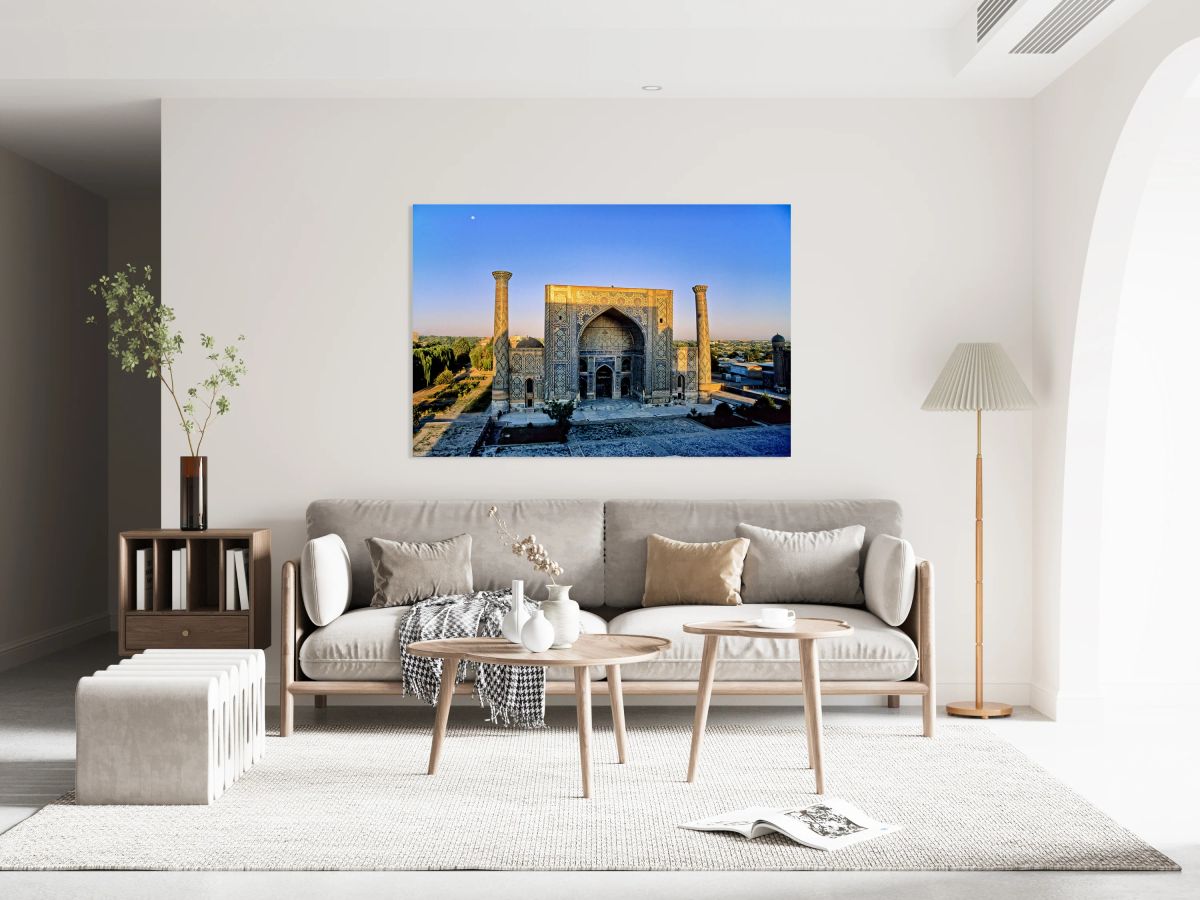 Historic building in Khiva during sunset in Uzbekistan