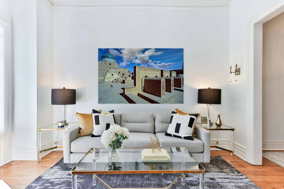 Explore monuments in Khiva Uzbekistan under a blue sky