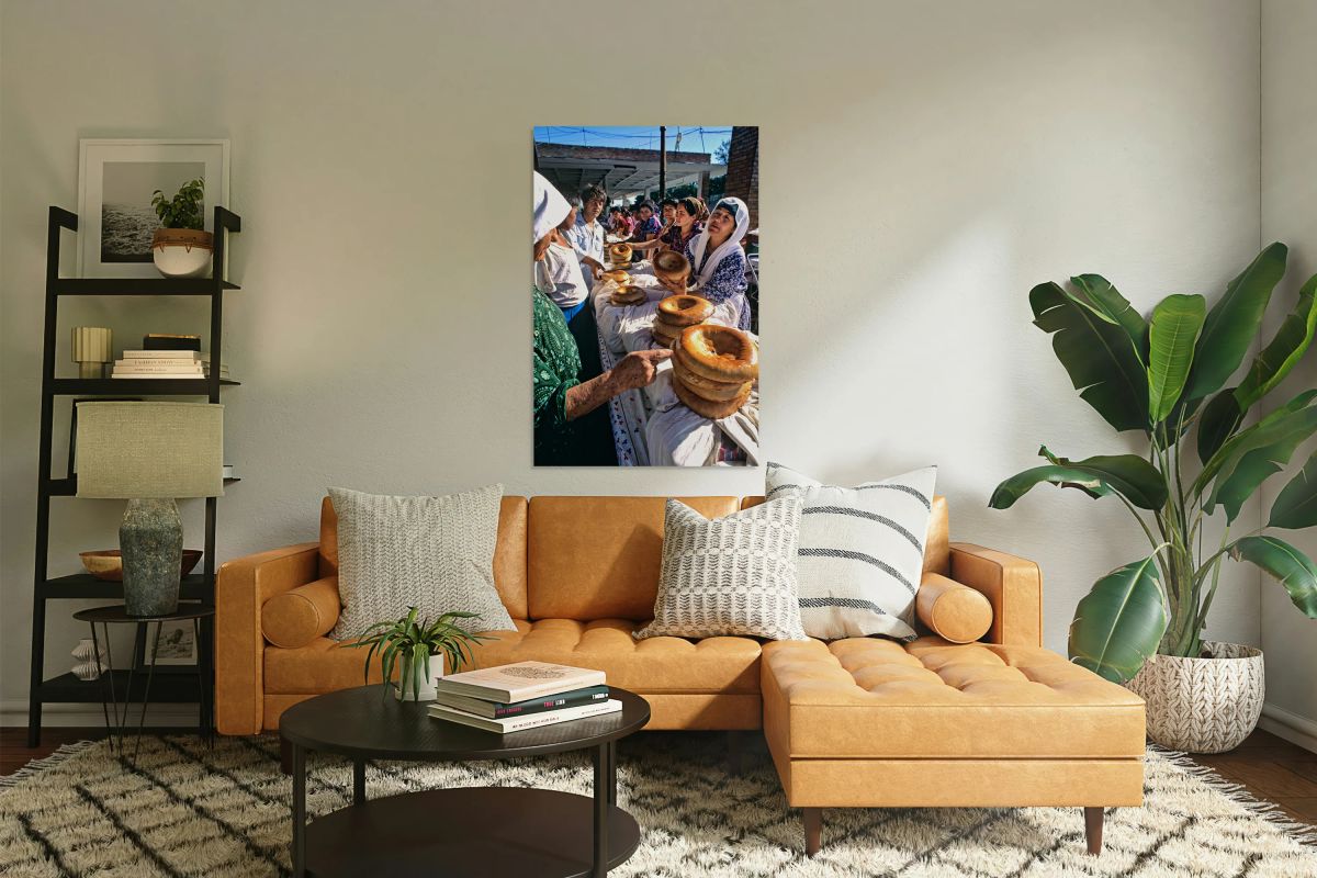 People selling bread at a market in Khiva Uzbekistan