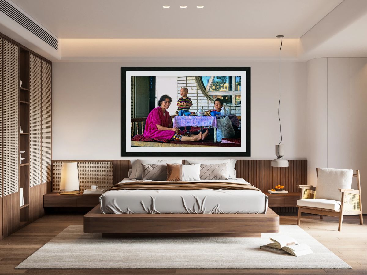 Family enjoys lunch in Samarkand Uzbekistan