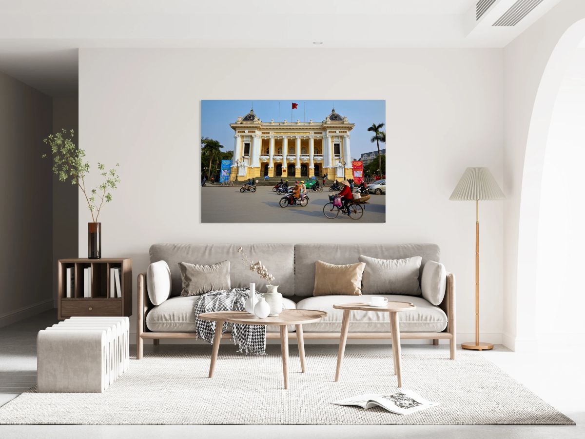 Motorcycles and bicycles near Hanoi Opera House during daytime