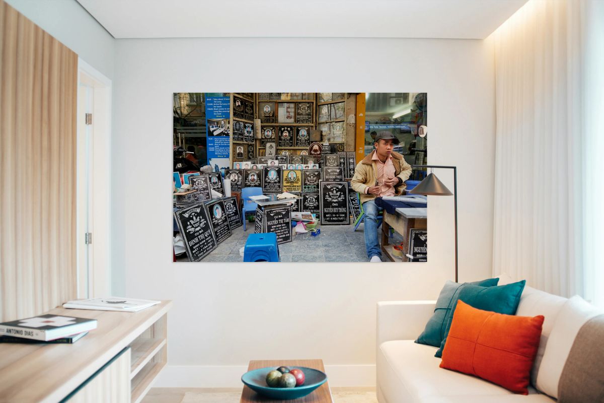 Crafting stone tablets in Hanoi Vietnam