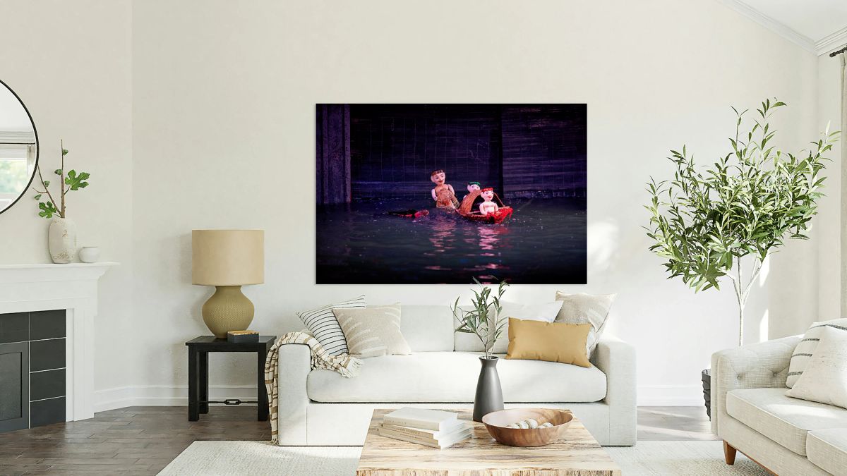 Vietnamese water puppetry show in Hanoi with puppets on water