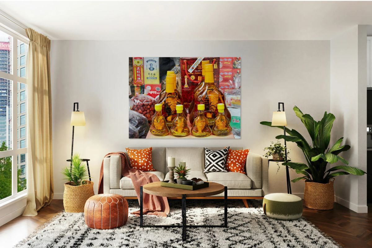 Bottles of snake alcohol in Ho Chi Minh City market