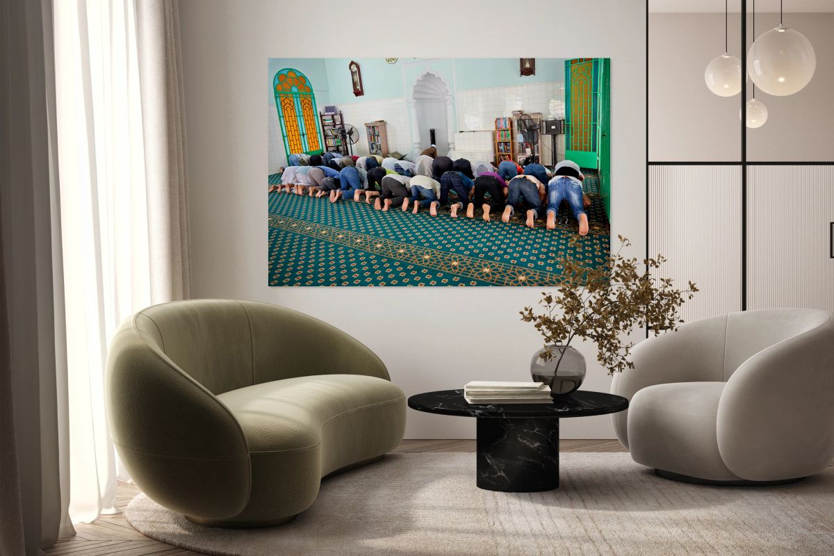 Men praying in a mosque in Ho Chi Minh City Vietnam