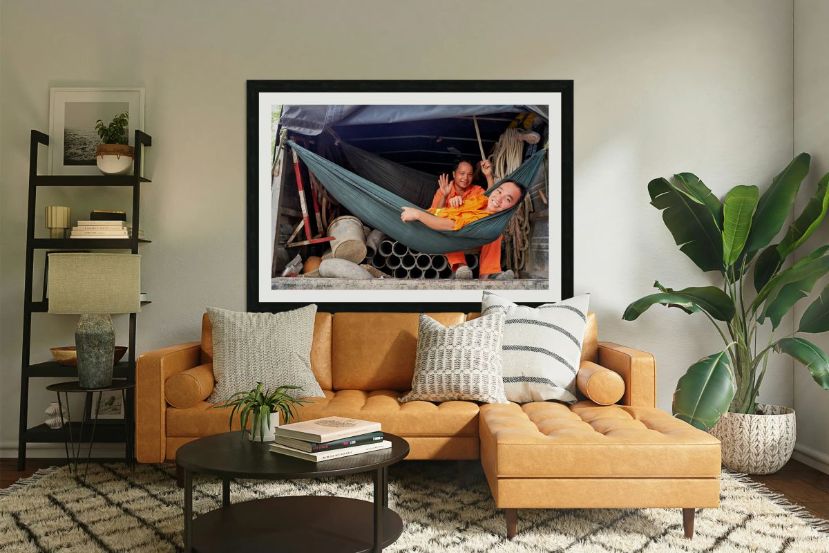 Workers relax in a truck in Ho Chi Minh City Vietnam