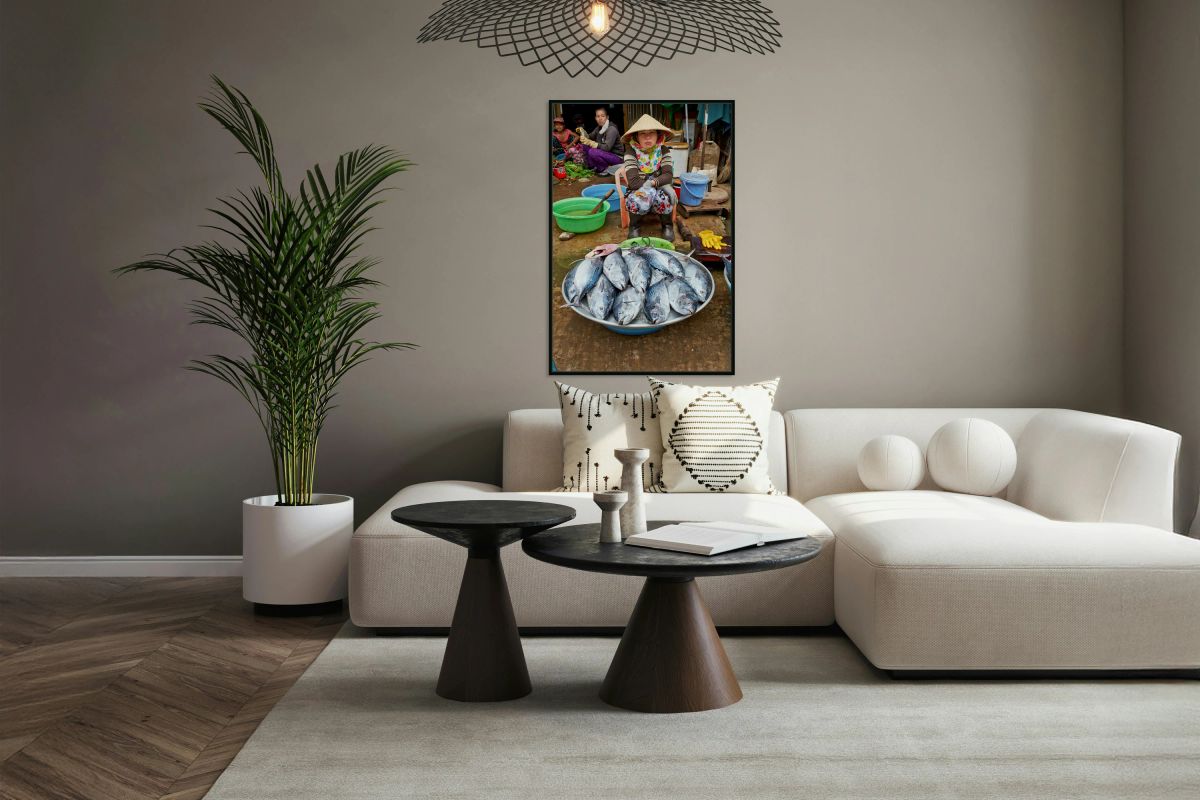 Fishing woman at market in Phu Quoc Vietnam during the day