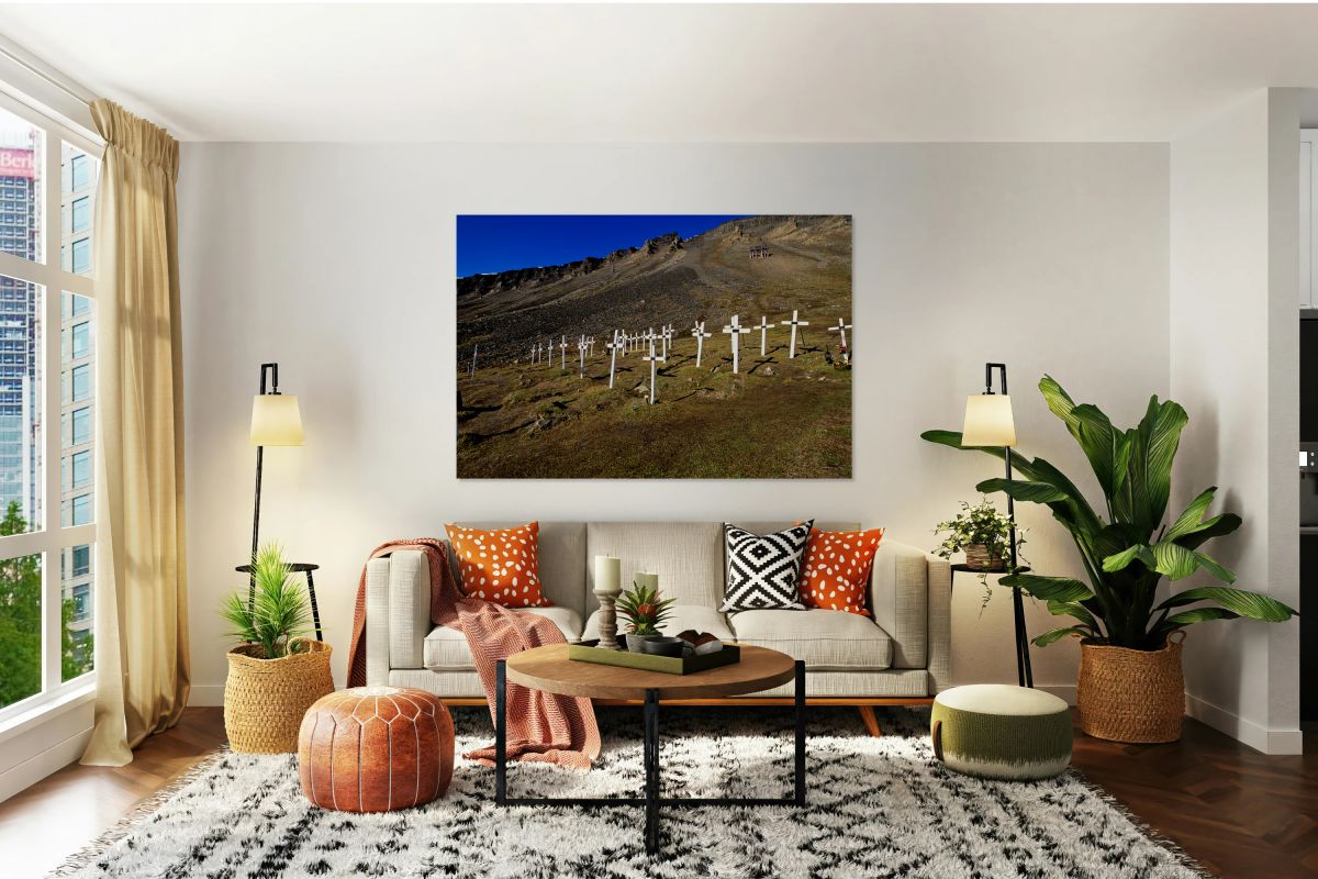 Crosses marking graves near Longyearbyen in Svalbard Norway
