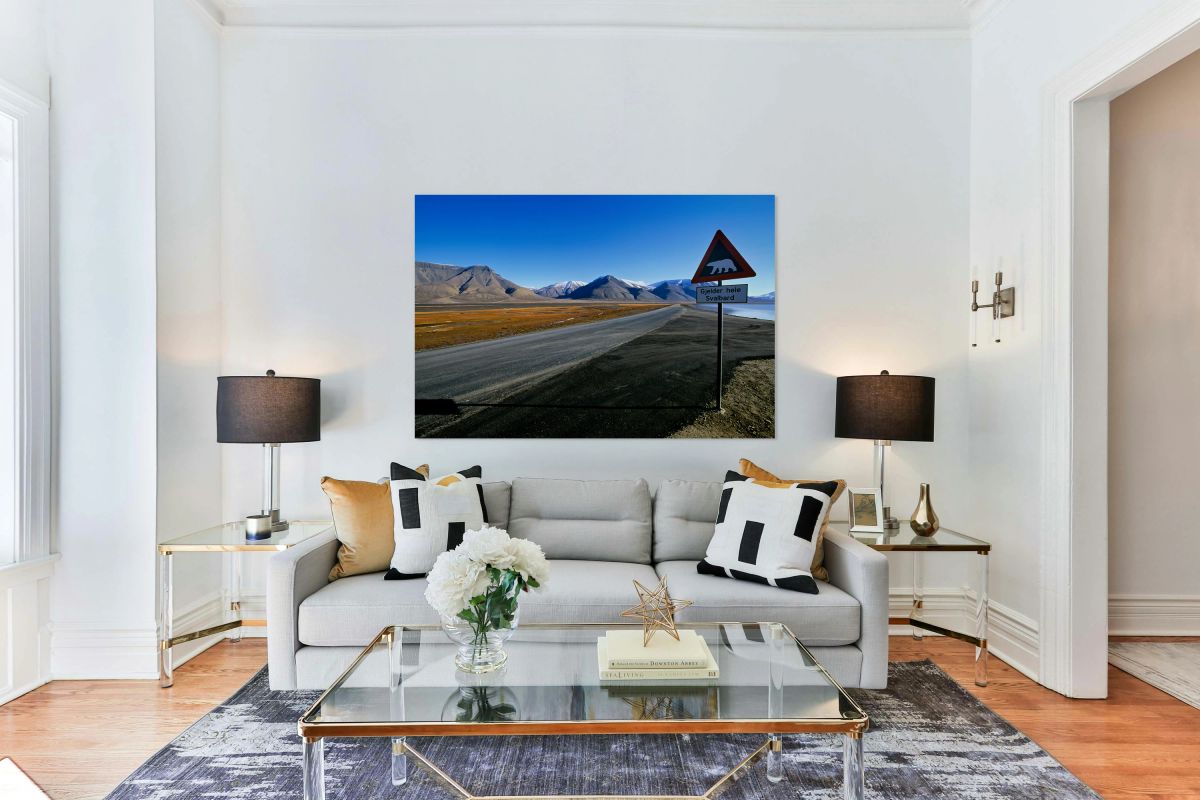 Warning signs for polar bears in Longyearbyen Svalbard